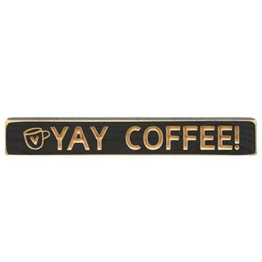 Yay Coffee! W Heart Cup Engraved Block 12 - The Fox Decor